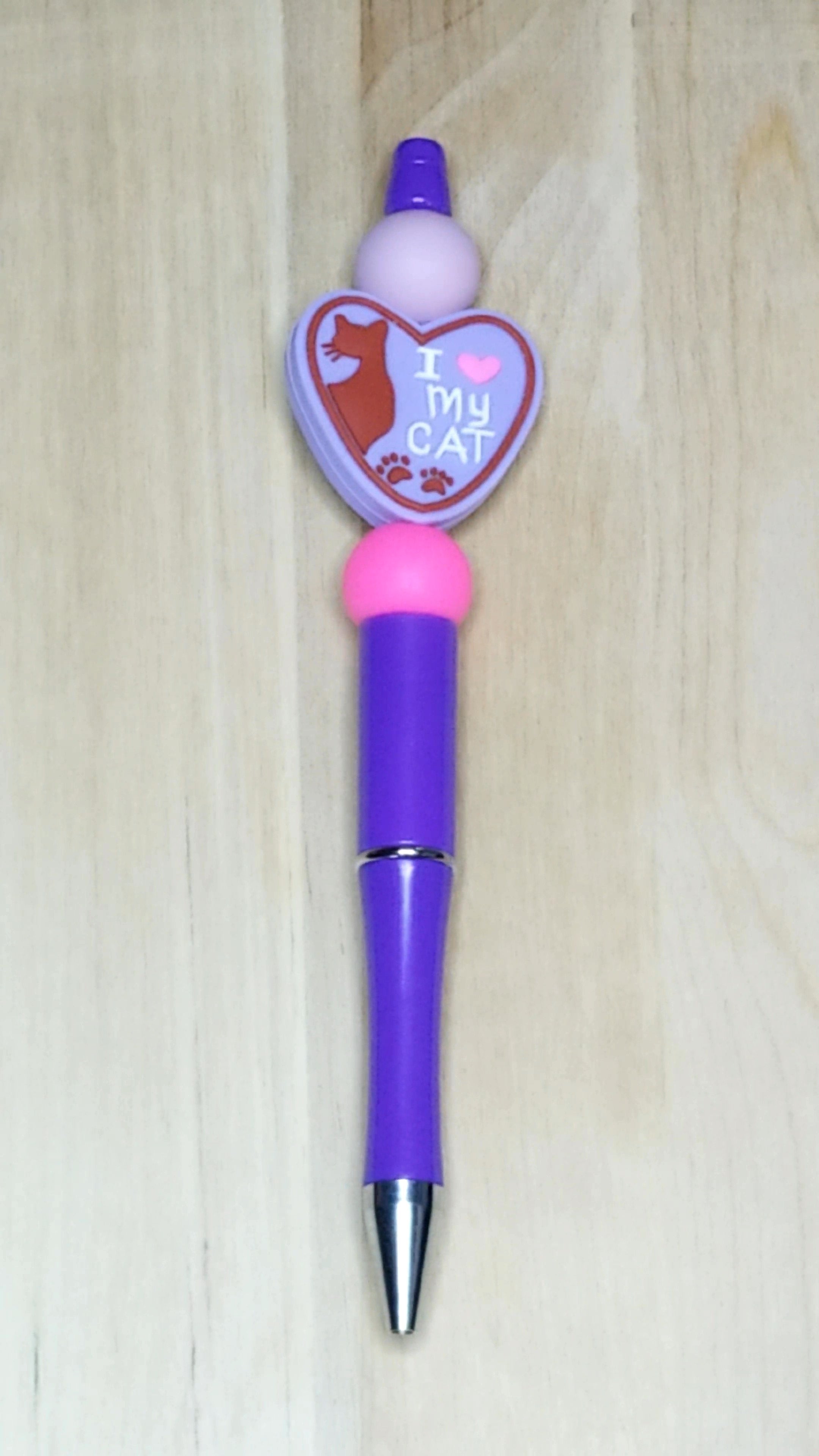 Heart Cat Silicon Beaded Pen