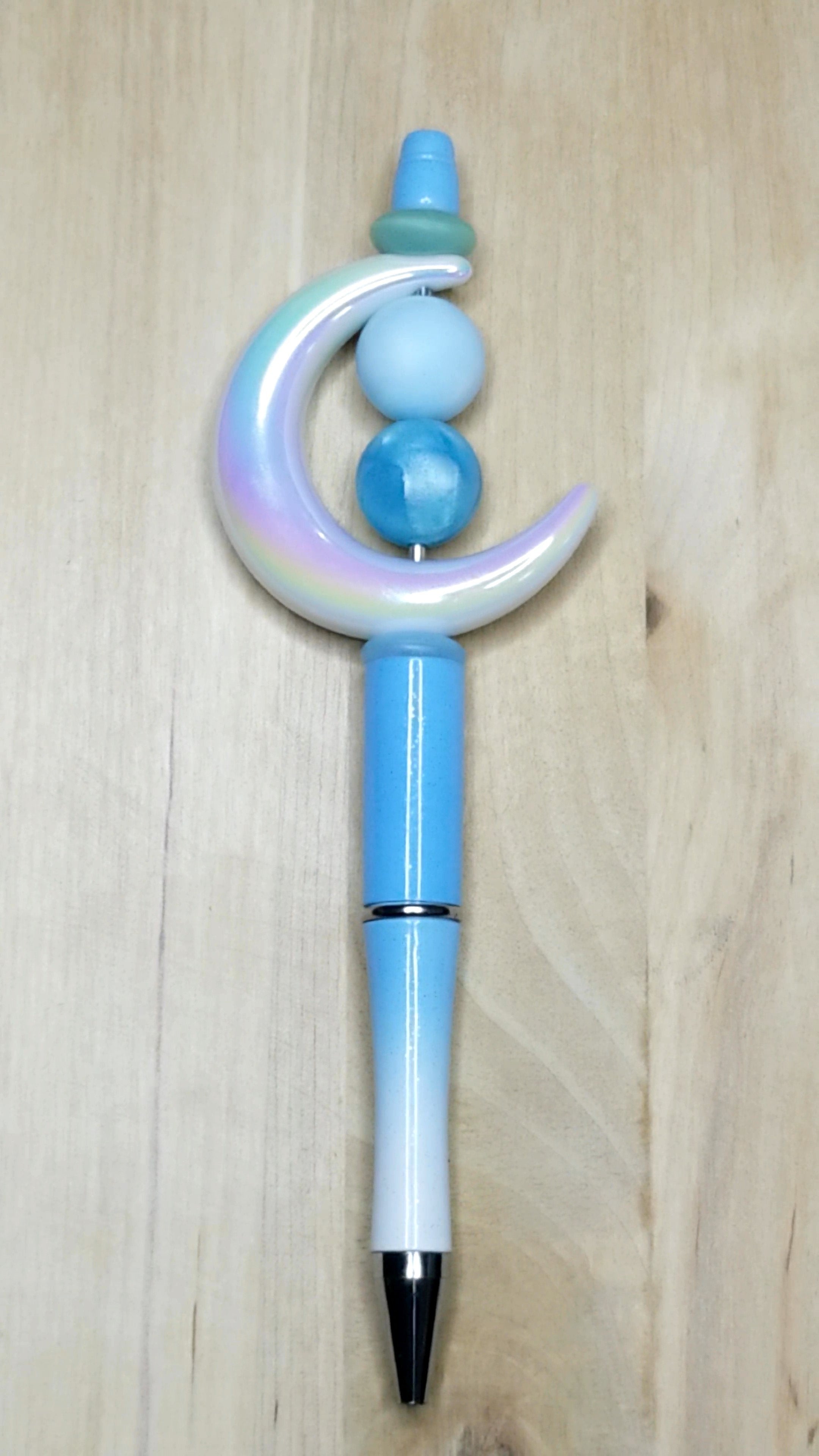 Marble Silicone Beaded Pen With Acrylic Moon