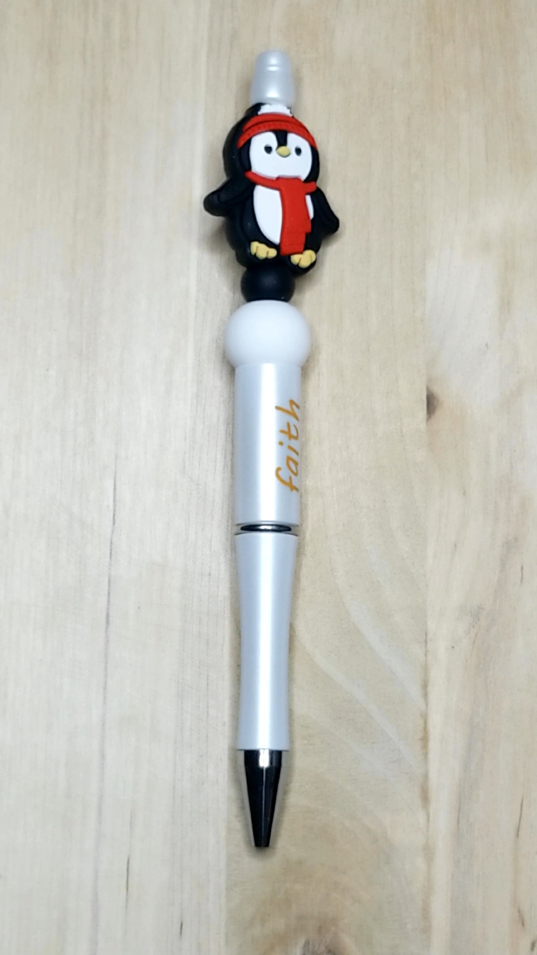 Penguin Silicone Beaded Pen