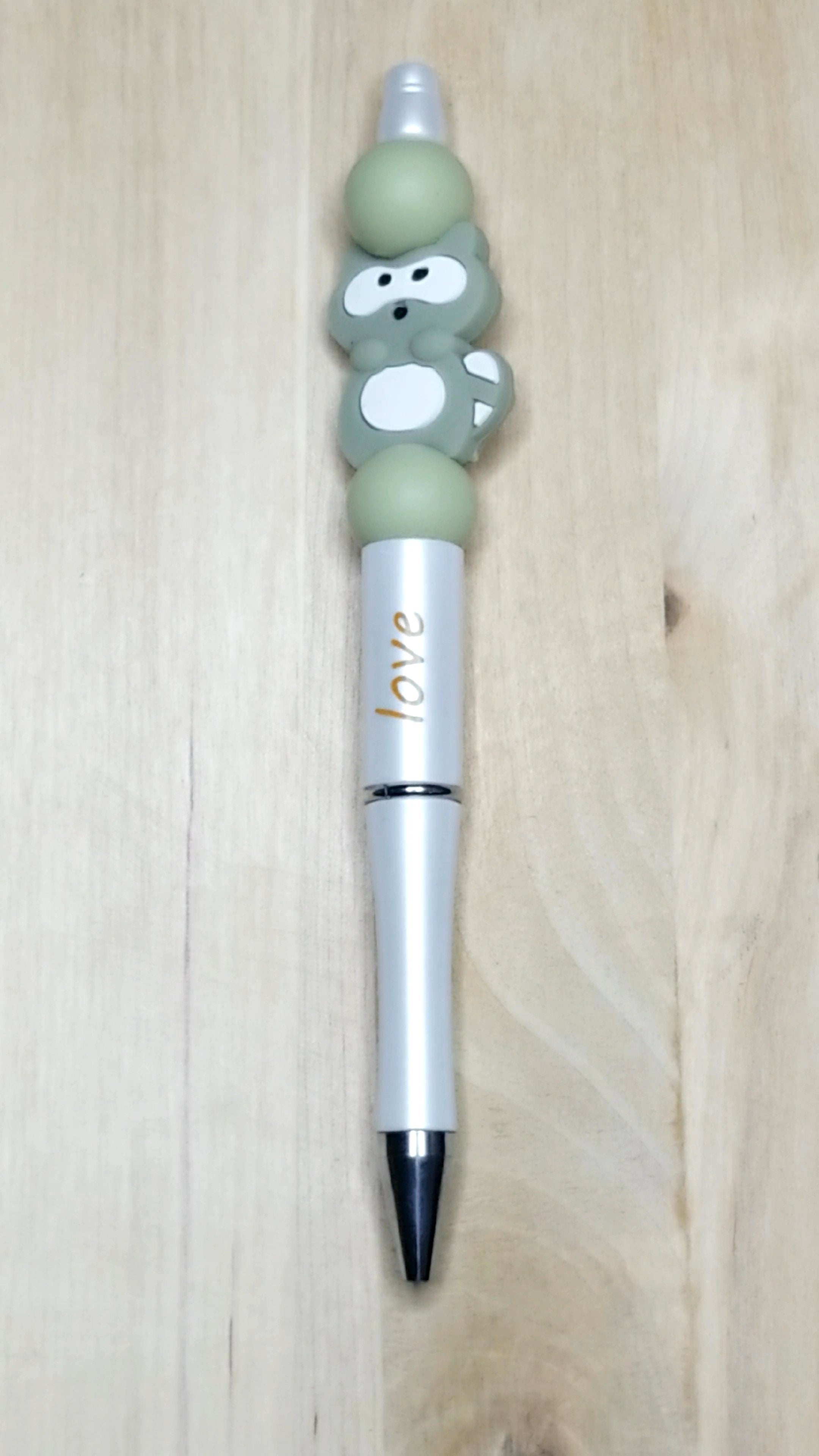 Racoon Silicone Beaded Pen