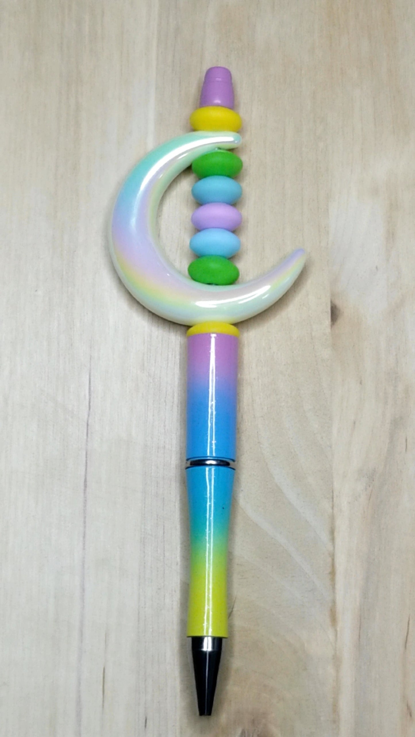 Silicone Beaded Pen With Acrylic Moon