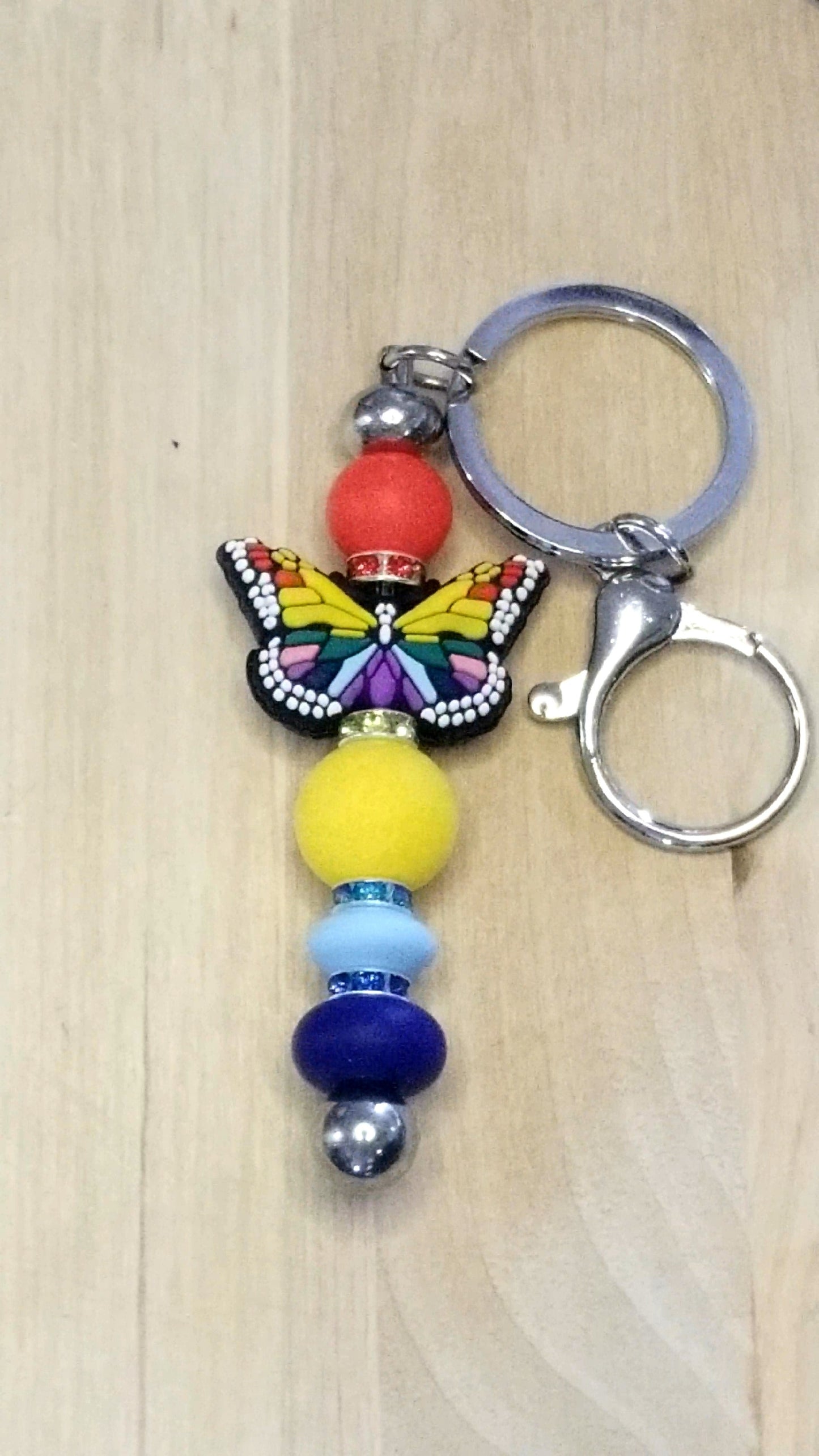 Butterfly Silicone Beaded Keychain