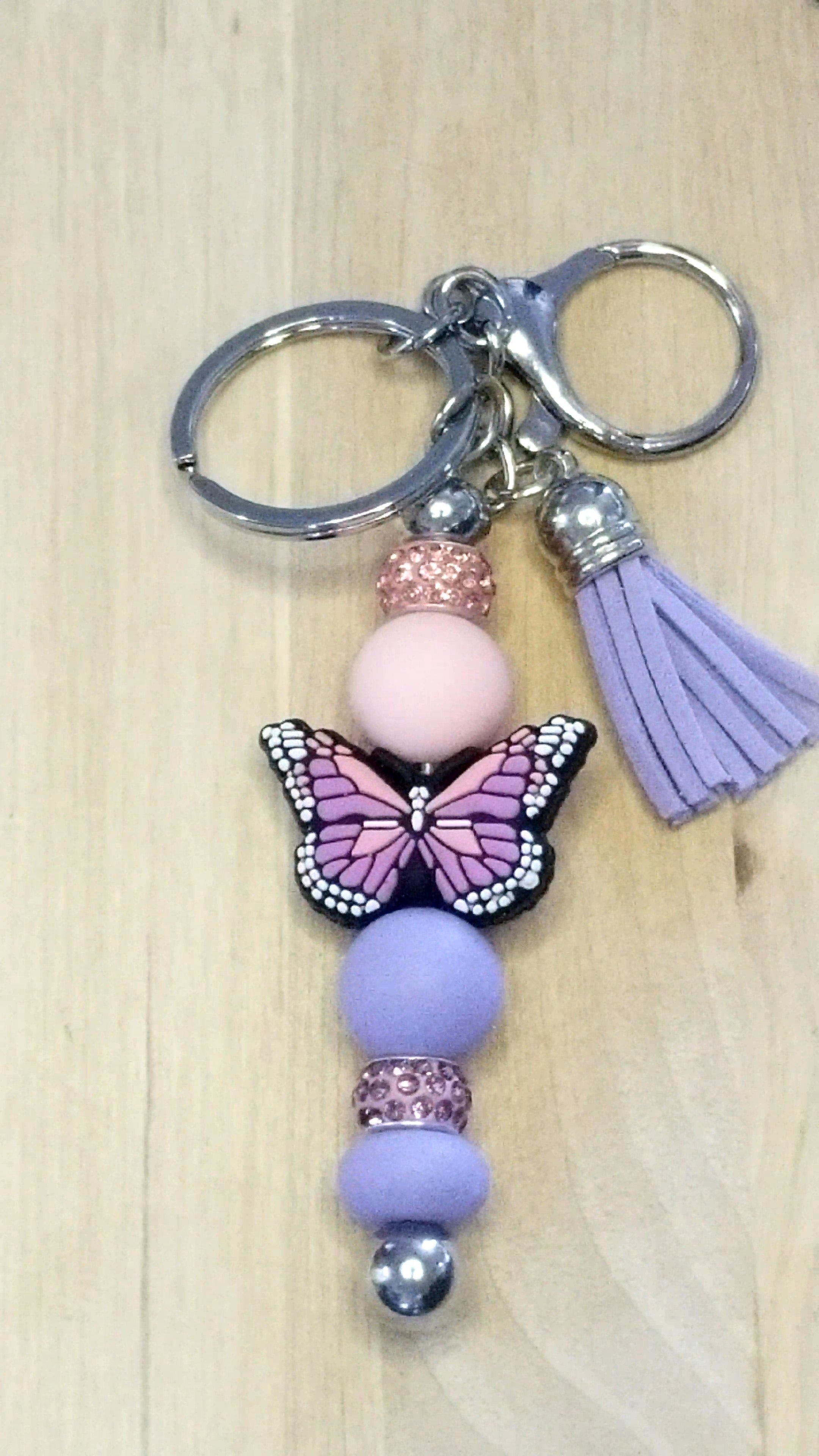 Butterfly Silicone Beaded Keychain