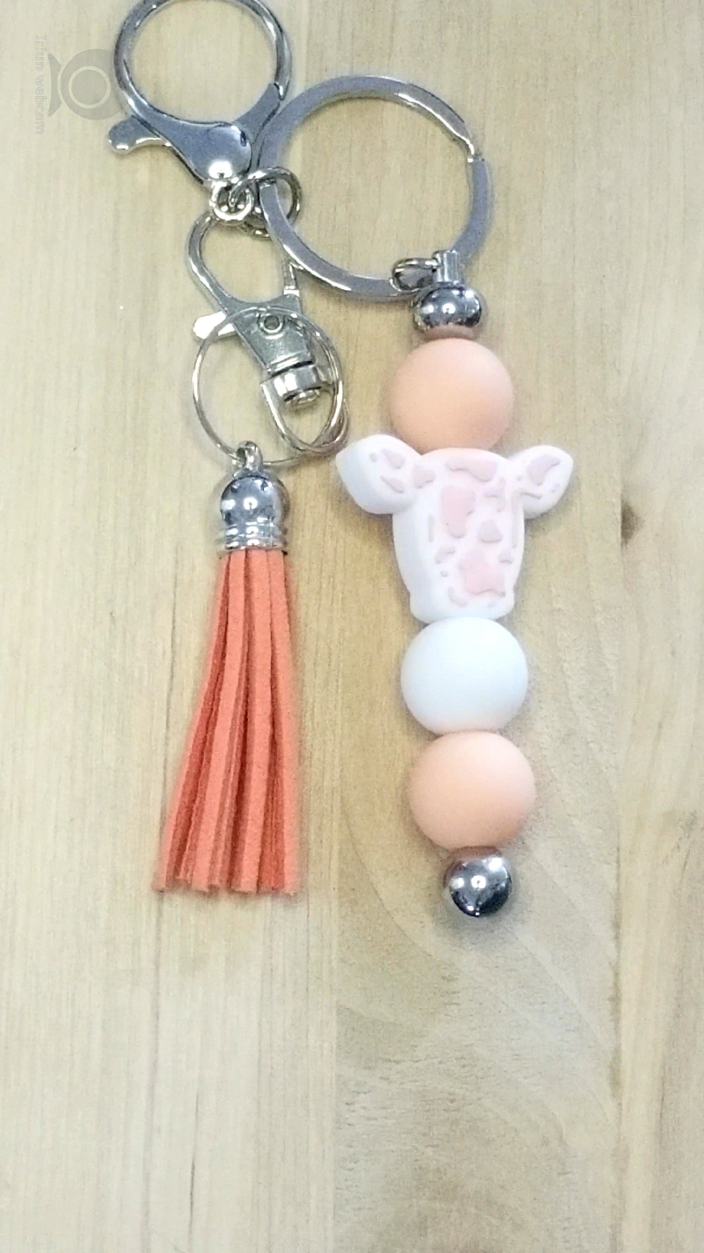Cow Silicone Beaded Keychain