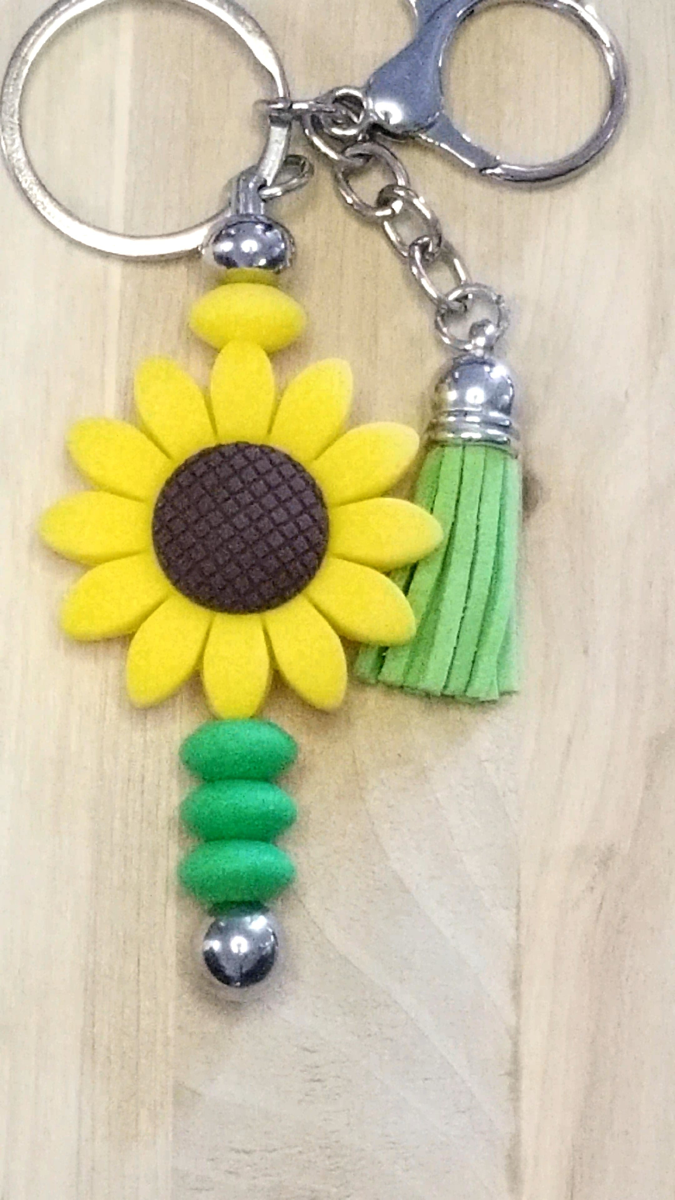 Sunflower Silicone Beaded Keychains