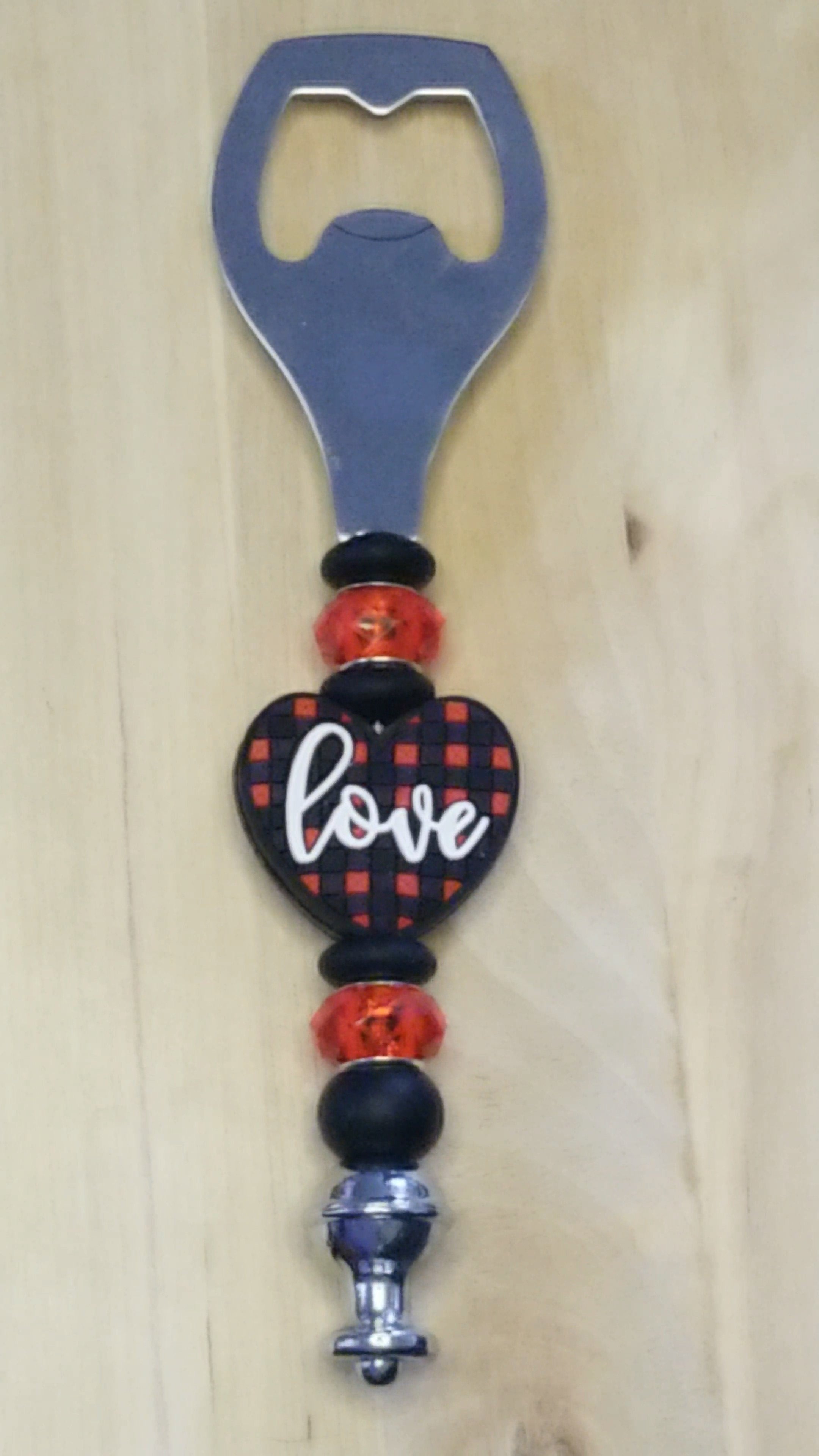 Love Heart Silicone Beaded Bottle Opener