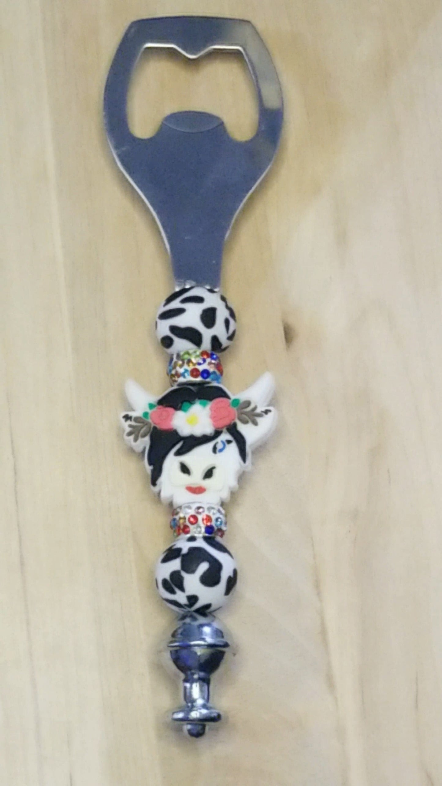 Cow Silicone Beaded Bottle Opener