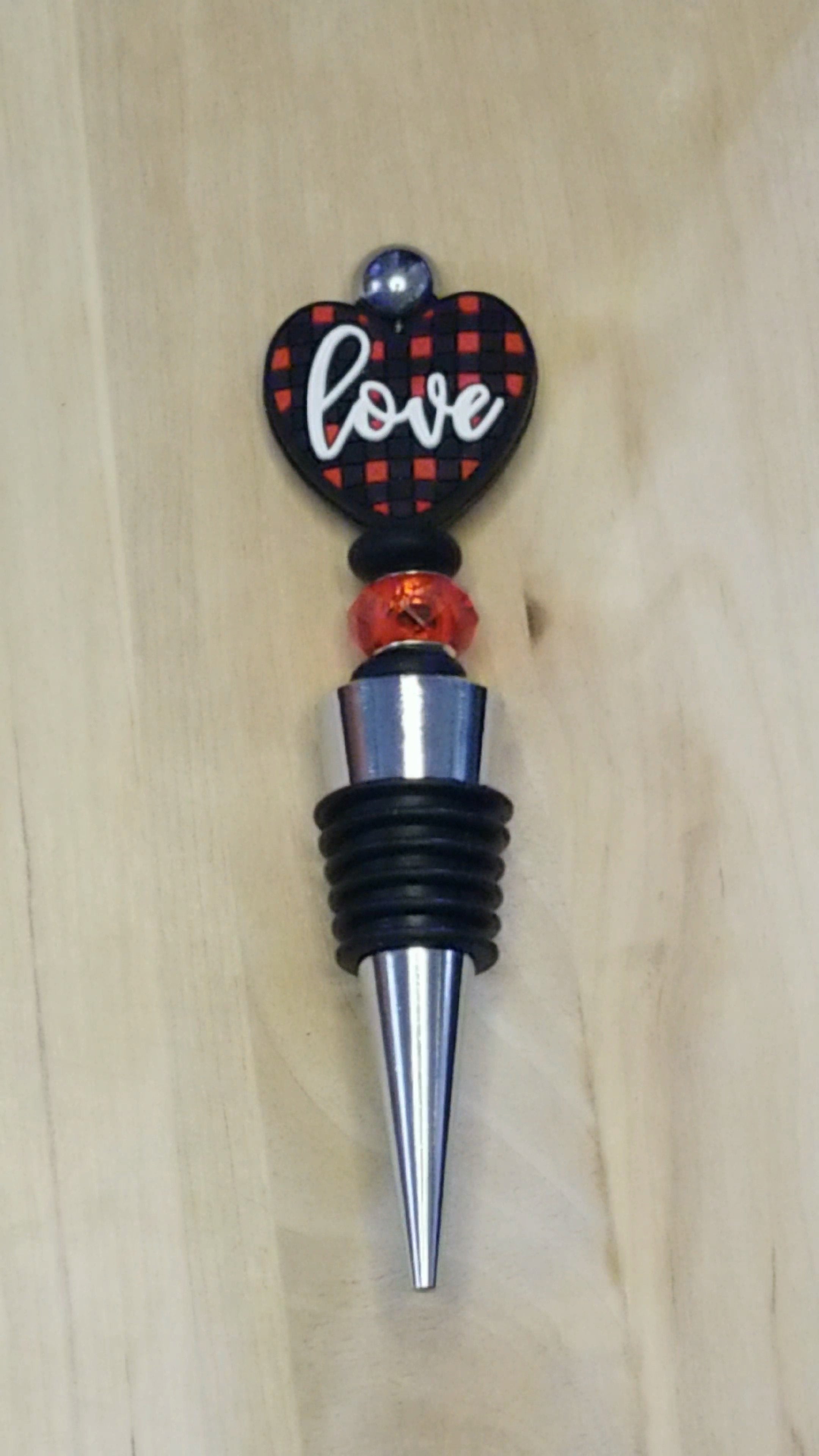 Heart Silicone Beaded Wine Stopper