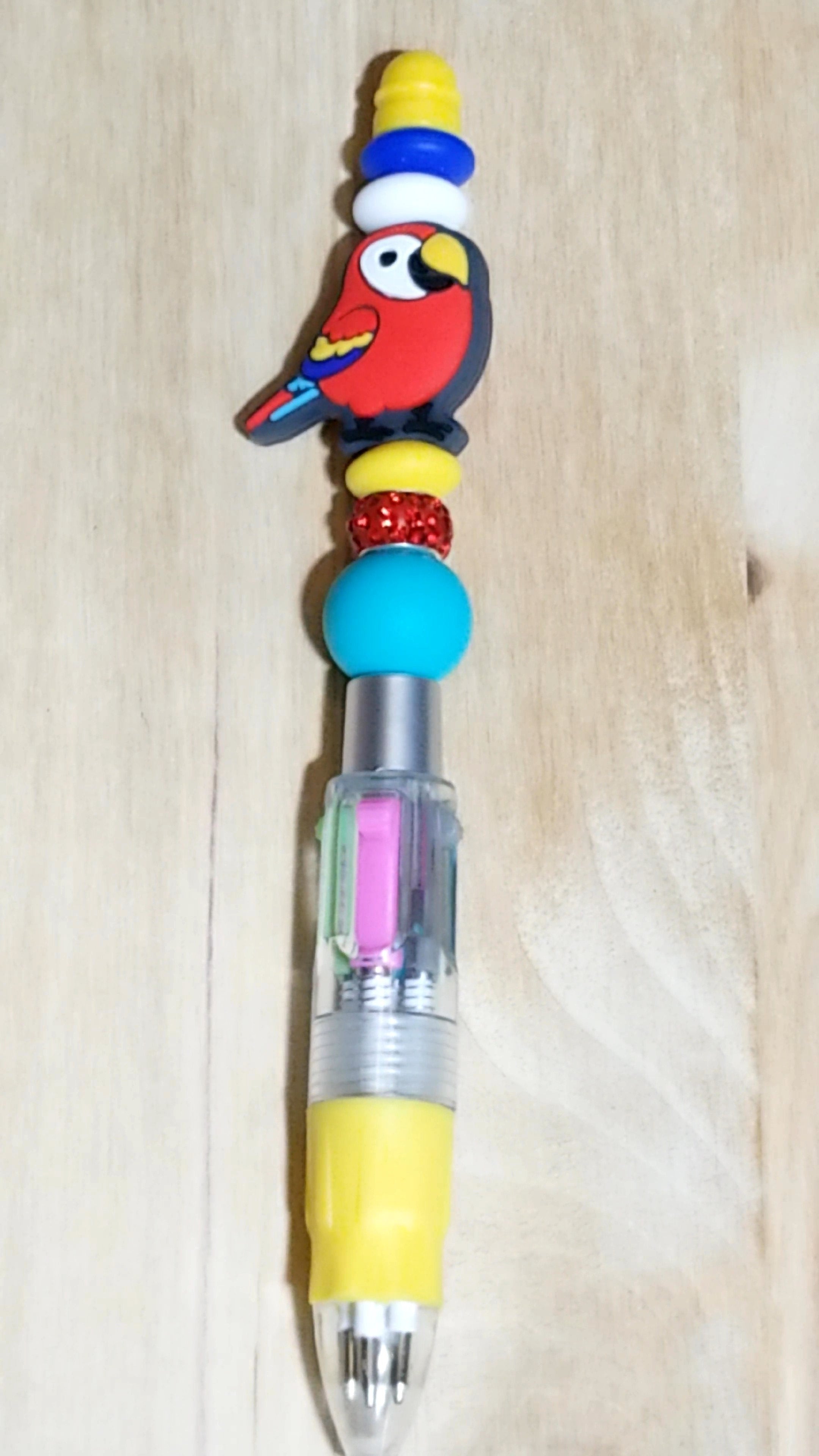 Parrot 4 Colors in 1 Silicone Beaded Pen