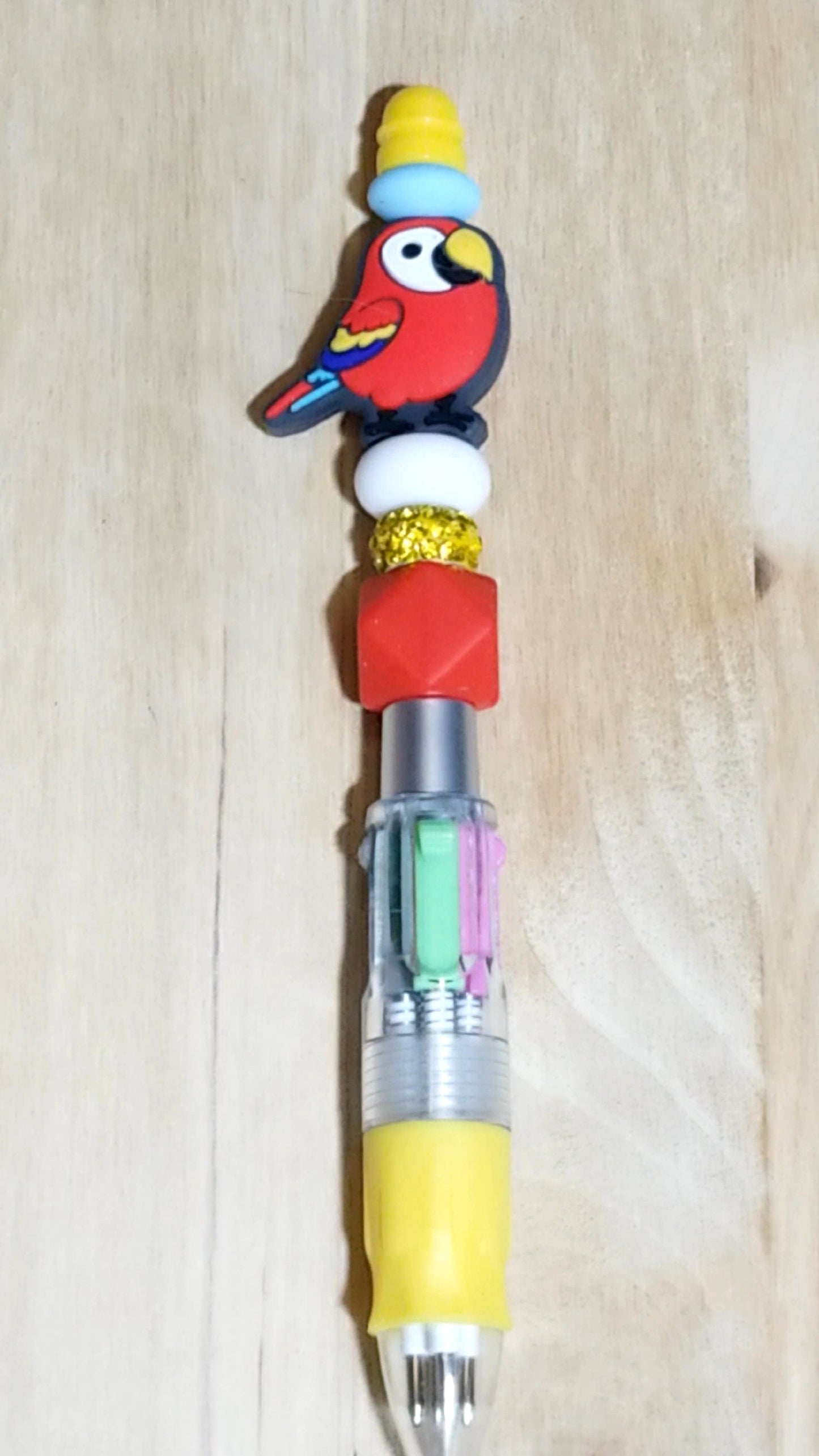 Parrot 4 Colors in 1 Silicone Beaded Pen