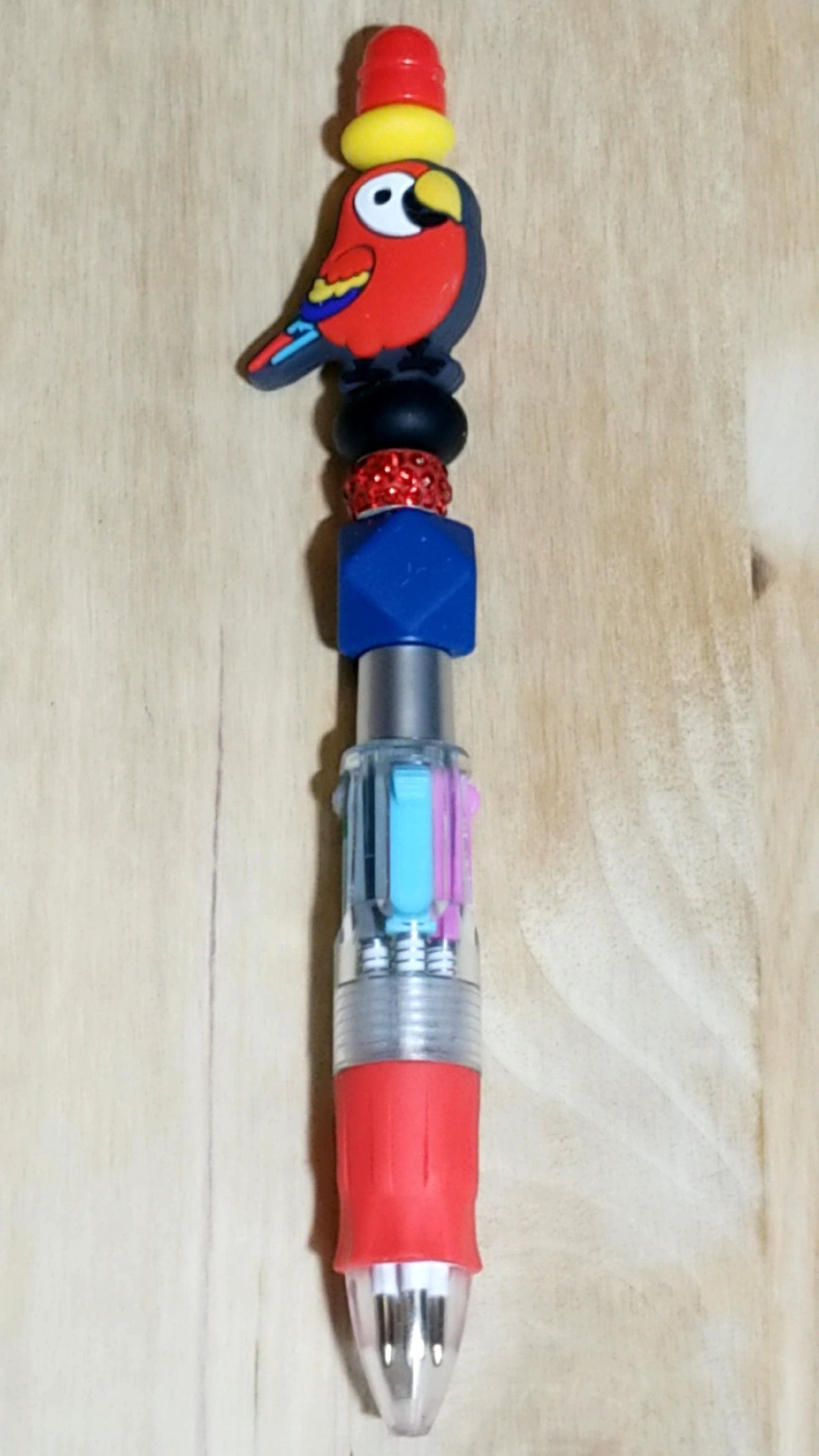 Parrot 4 Colors in 1 Silicone Beaded Pen