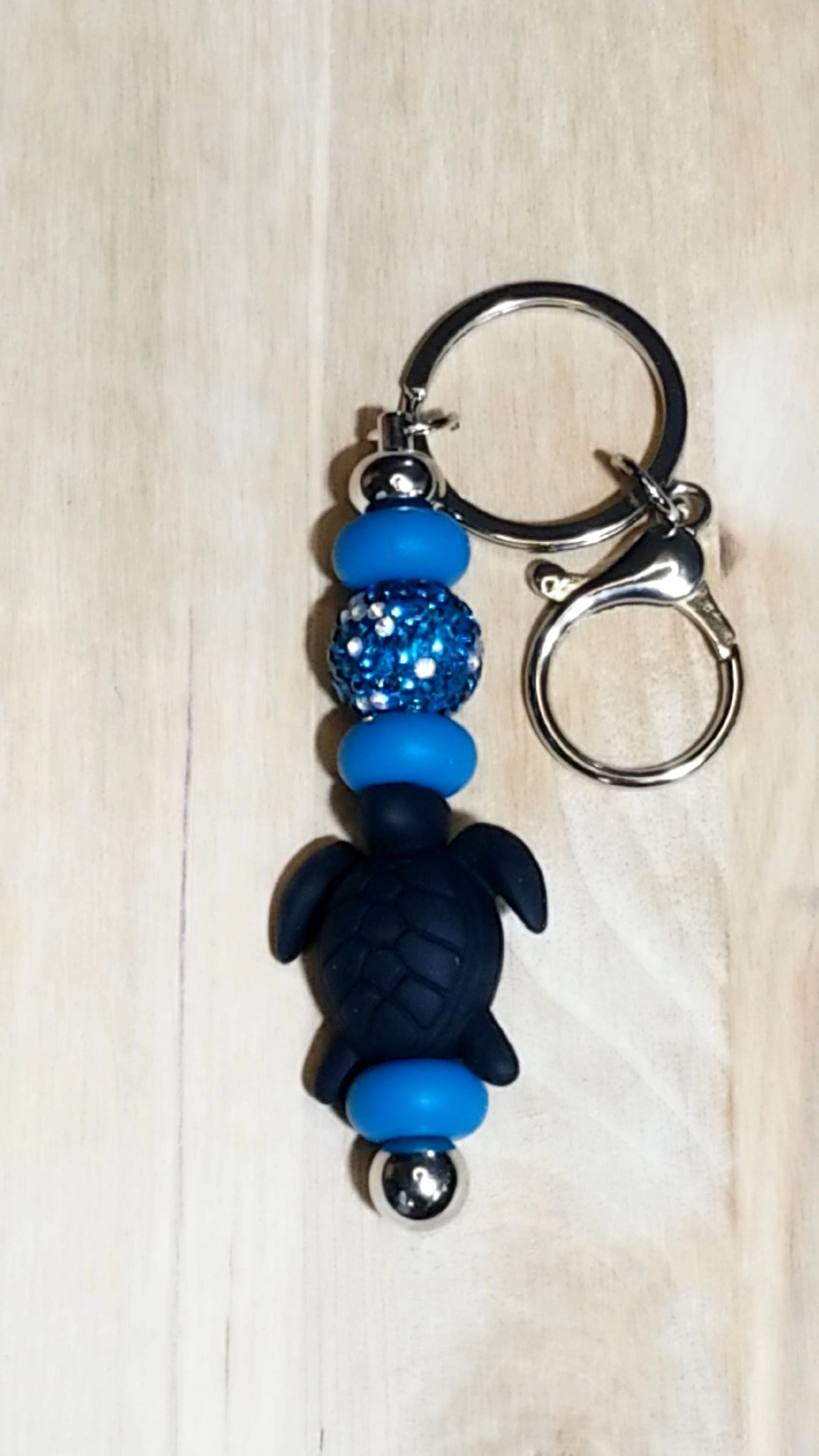 Sea Turtle Silicone Beaded Keychain