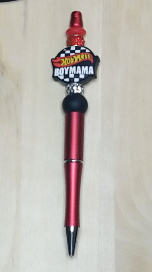 Hot Mess Boy Mom Silicone Beaded Pen