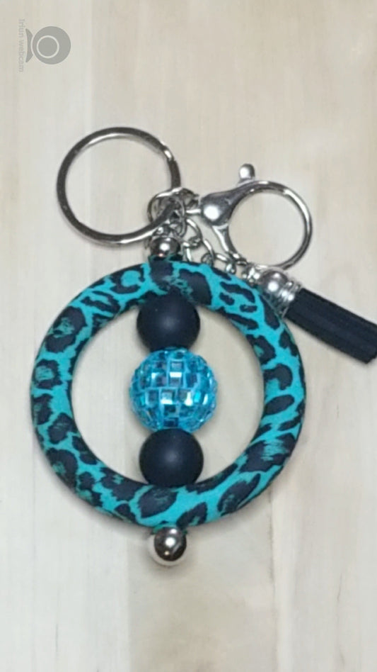 Disco Globe Ring Shaped Silicone Beaded Keychain