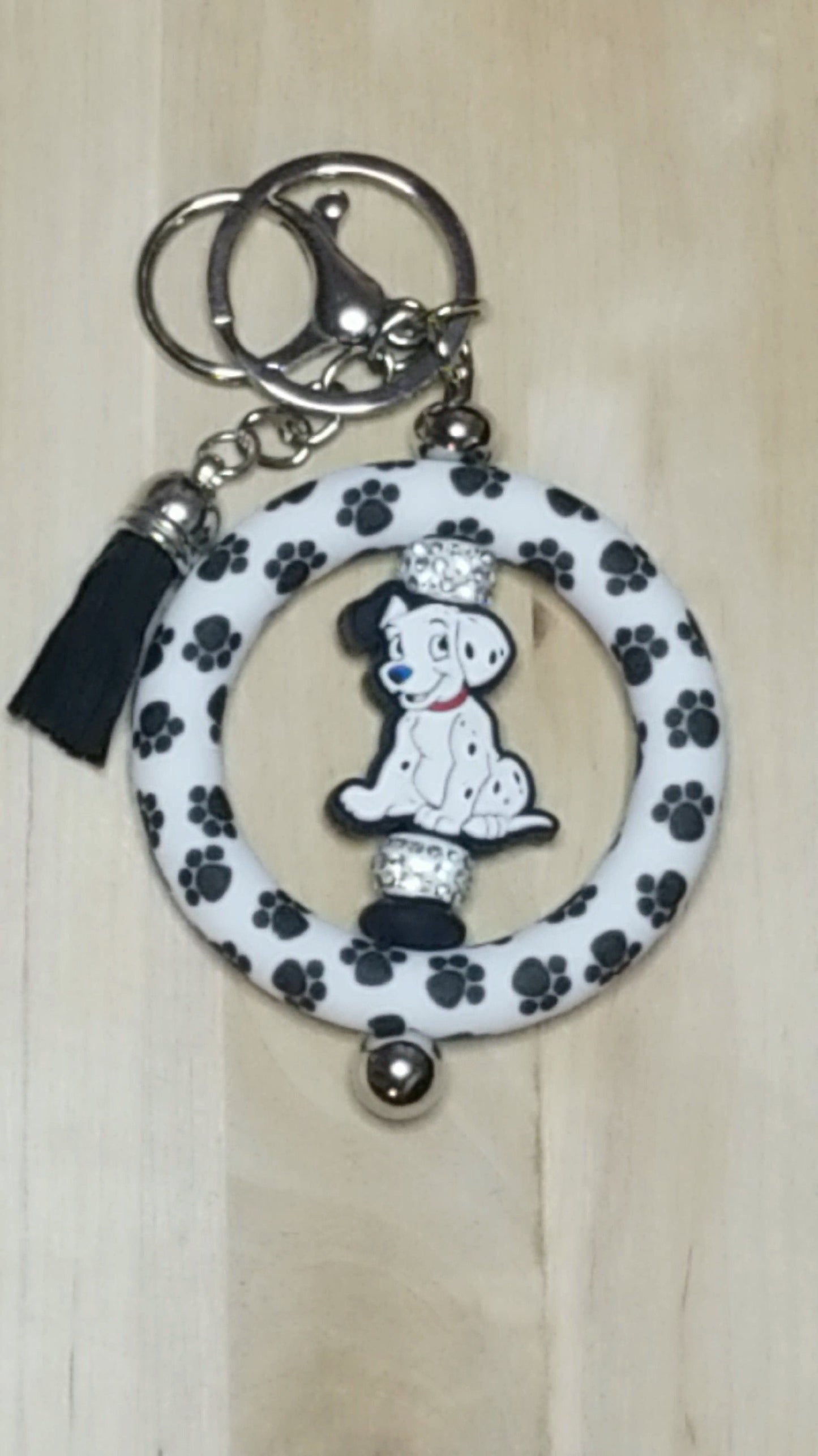 Dalmation Ring Shaped Silicone Beaded Keychain