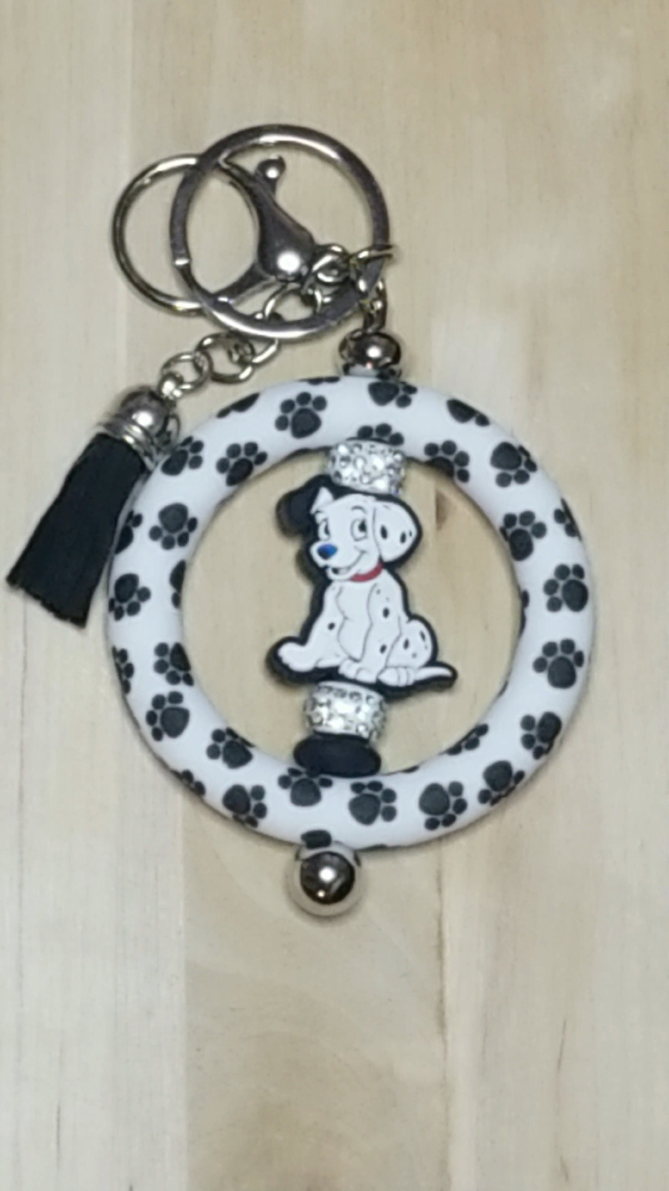 Dalmation Ring Shaped Silicone Beaded Keychain