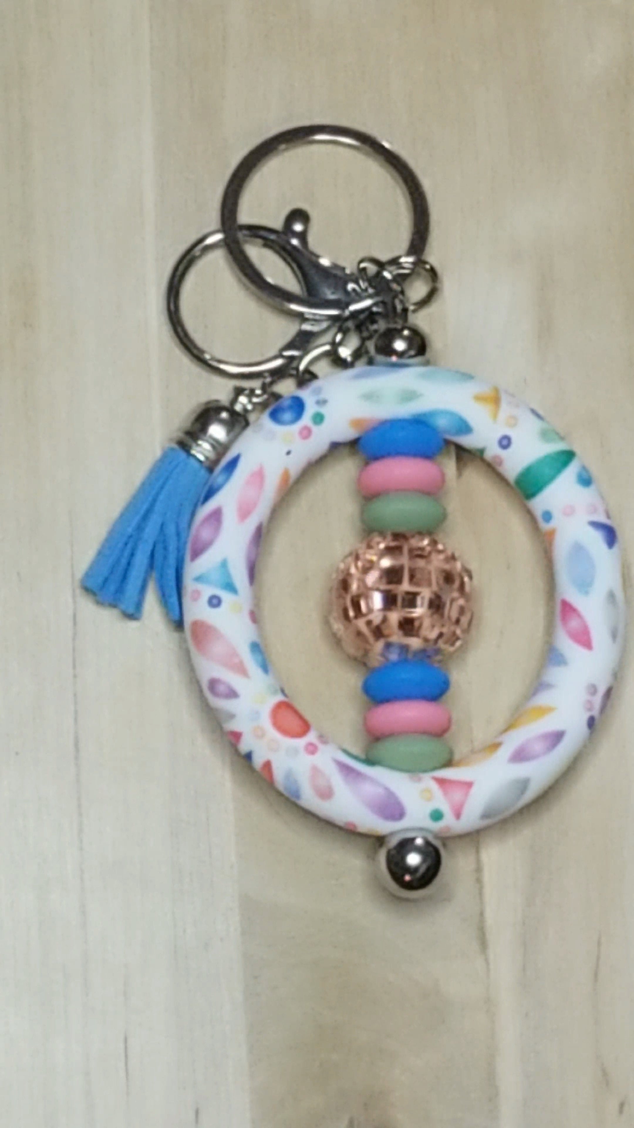 Disco Globe Ring Shaped Silicone Beaded Keychain