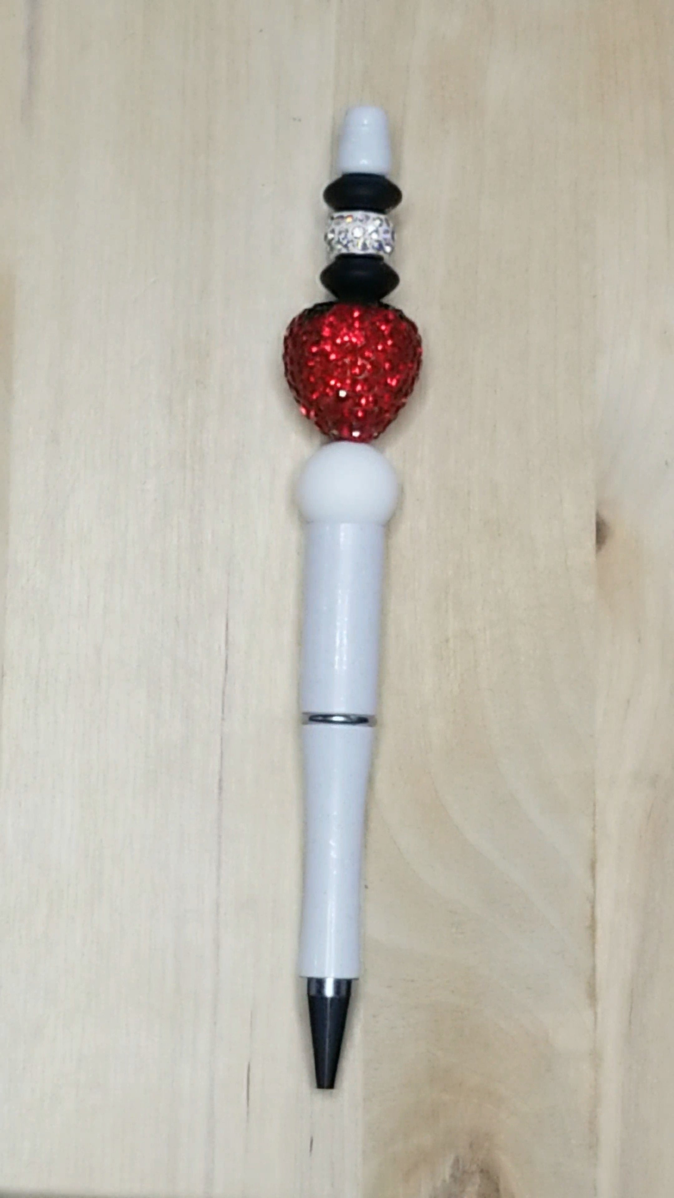 Rhinestone Strawberry Silicone Beaded Pen