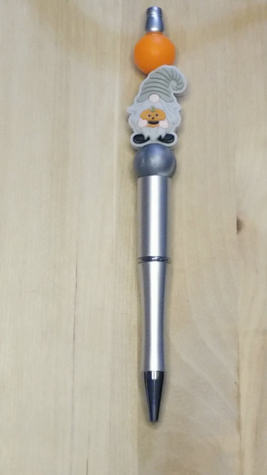 Gnome with Pumpkin Silicone Beaded Pen
