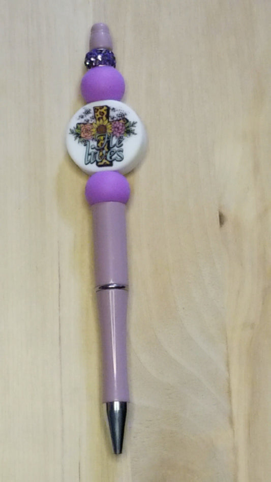 He Lives Silicone Beaded Pen
