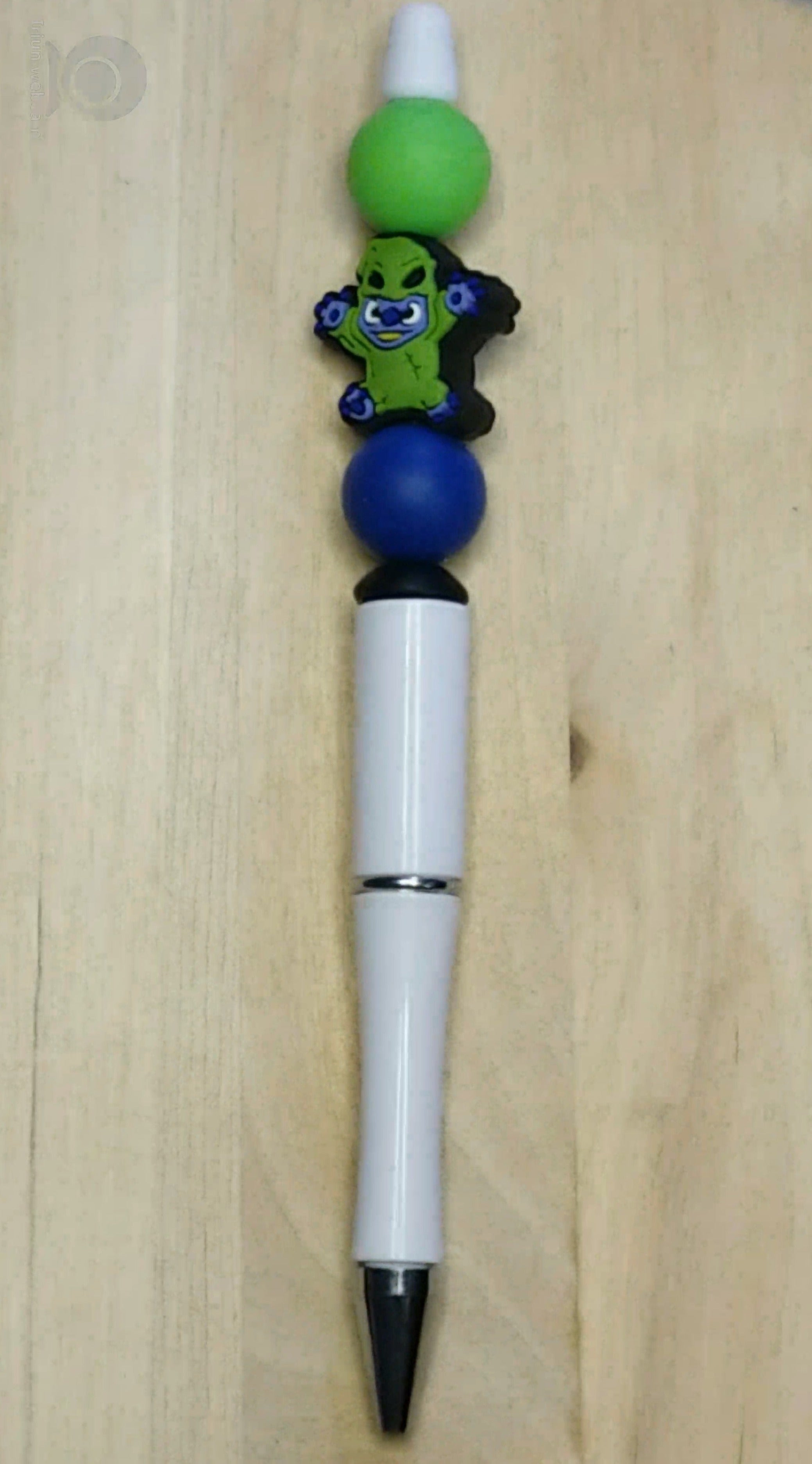 Blue Alien Silicone Beaded Pen