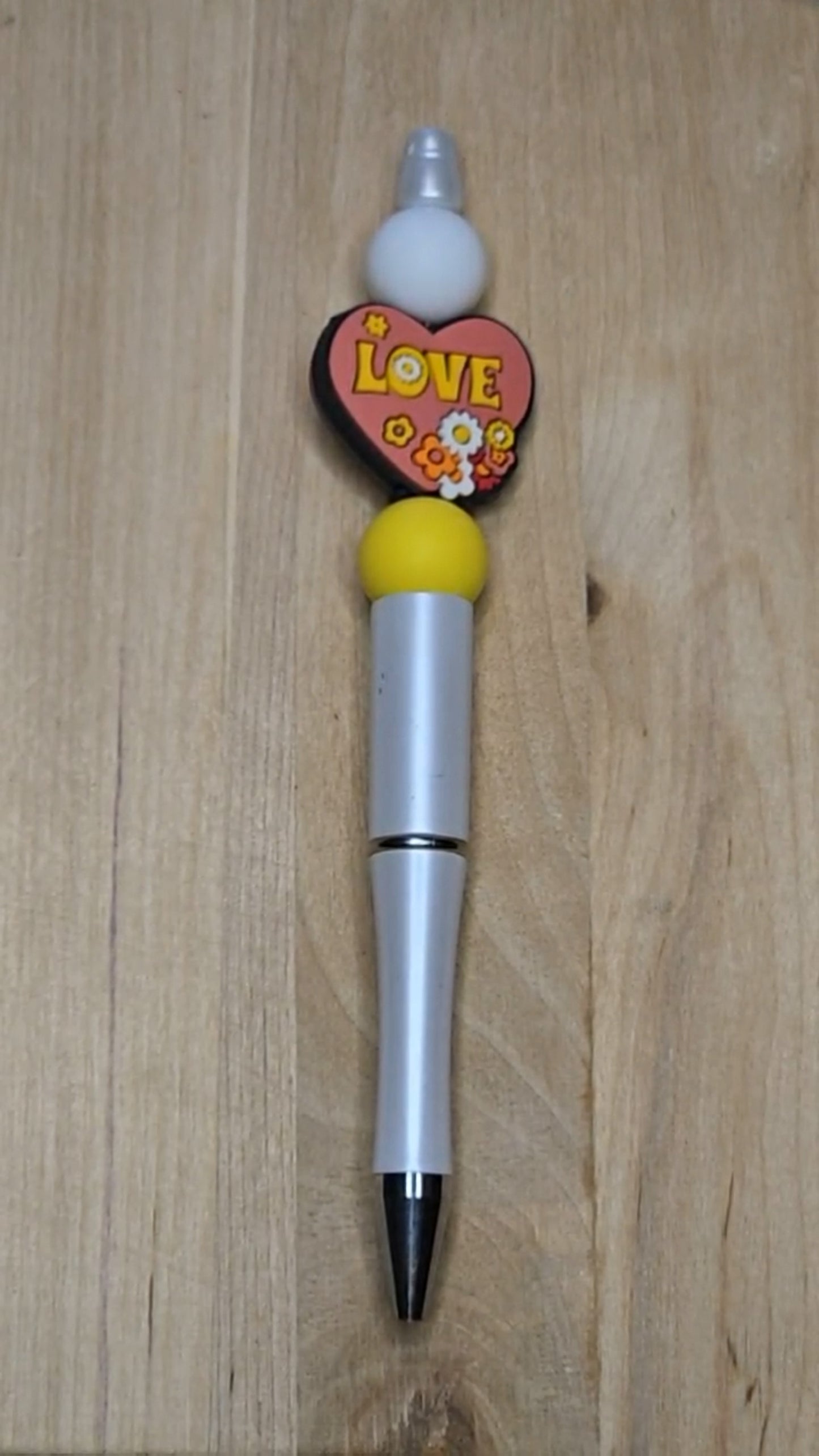 Love Heart Silicone Beaded Pen