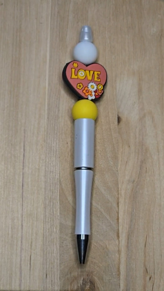 Love Heart Silicone Beaded Pen