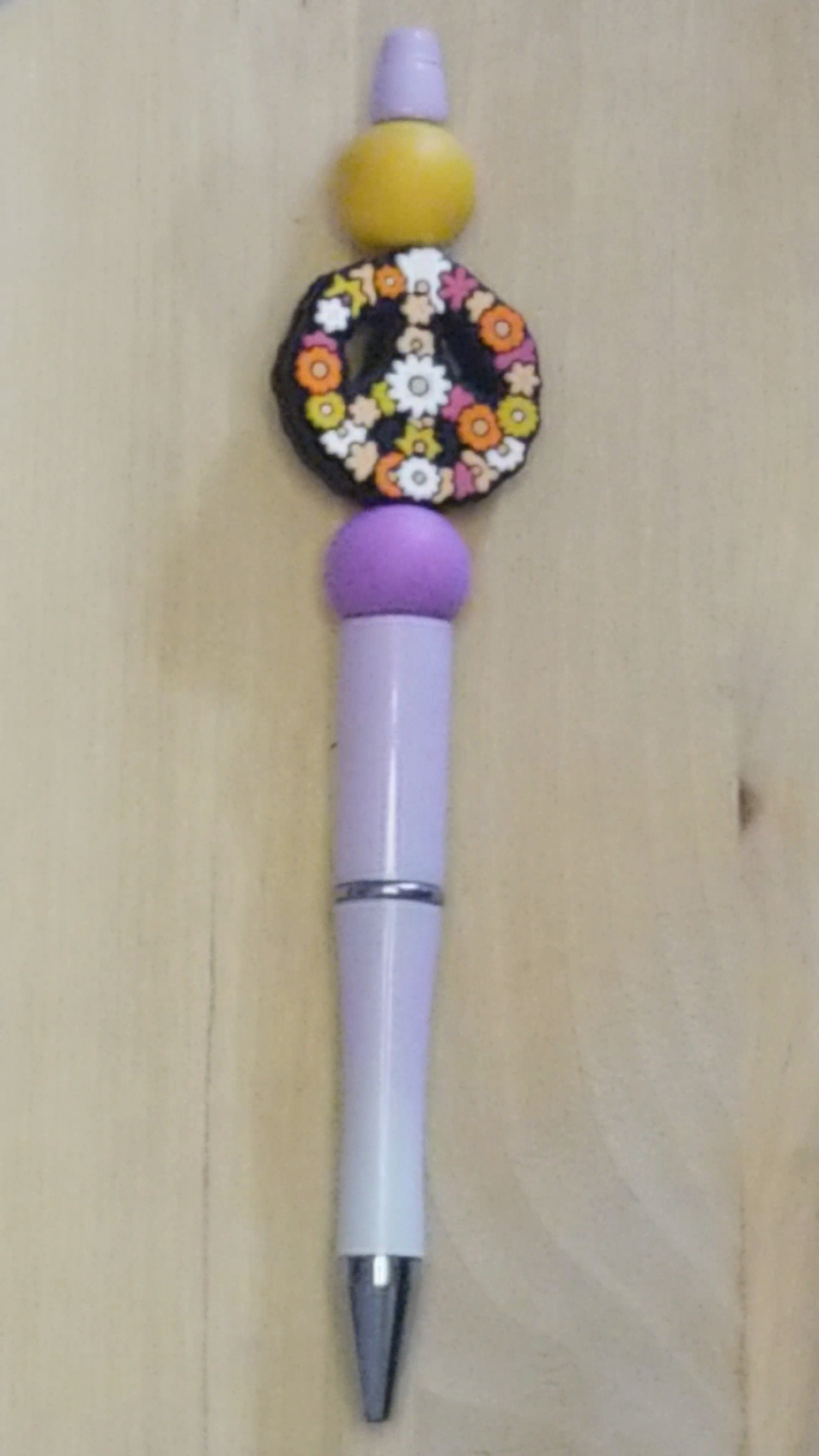 Peace Flower Silicone Beaded Pen