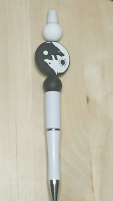 Wolf Yin Yang Silicone Beaded Pens